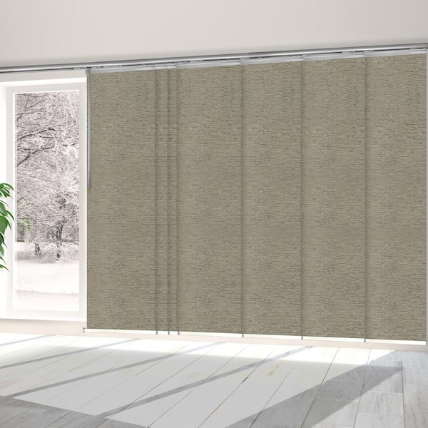EMOH Bark 110 in. to 153 in. W x 94 in. L Adjustable 7-Panel, Satin Nickel Single Rail Panel Track with 23.5 in. Slates