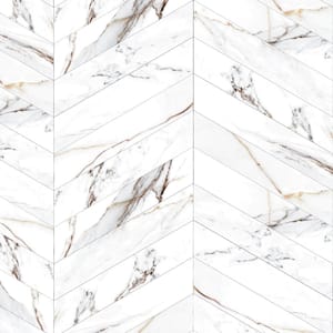 Elegance Gold Chevron 3.15 in. x 15.75 in. Matte Porcelain Marble look Floor and Wall Tile (10.34 sq. ft./Case)