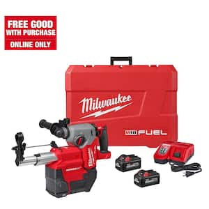 M18 FUEL 18V Lithium-Ion Brushless 1 in. Cordless SDS-Plus Rotary Hammer/Dust Extractor Kit, Two 6.0 Ah Batteries