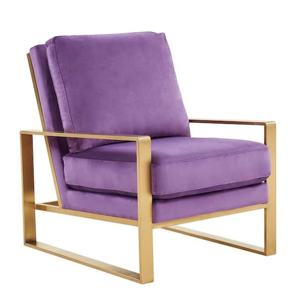 Leisuremod Jefferson Purple Velvet Arm Chair