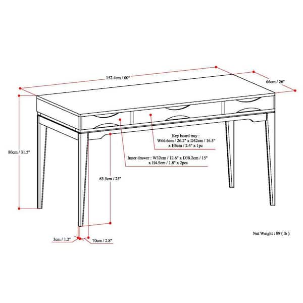 Best Buy: Simpli Home Harper SOLID HARDWOOD Mid Century Modern 60 inch Wide  Desk in White AXCHRP-10W