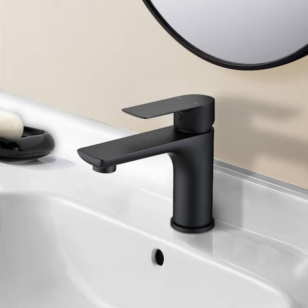 Modern Single-Hole Single-Handle Bathroom Basin Faucet in Matte Black