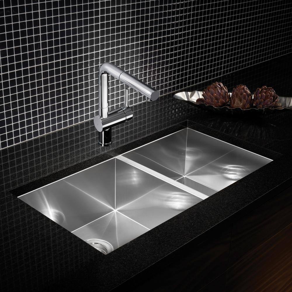 Quatrus 33" Double Bowl Stainless Steel Undermount Kitchen Sink