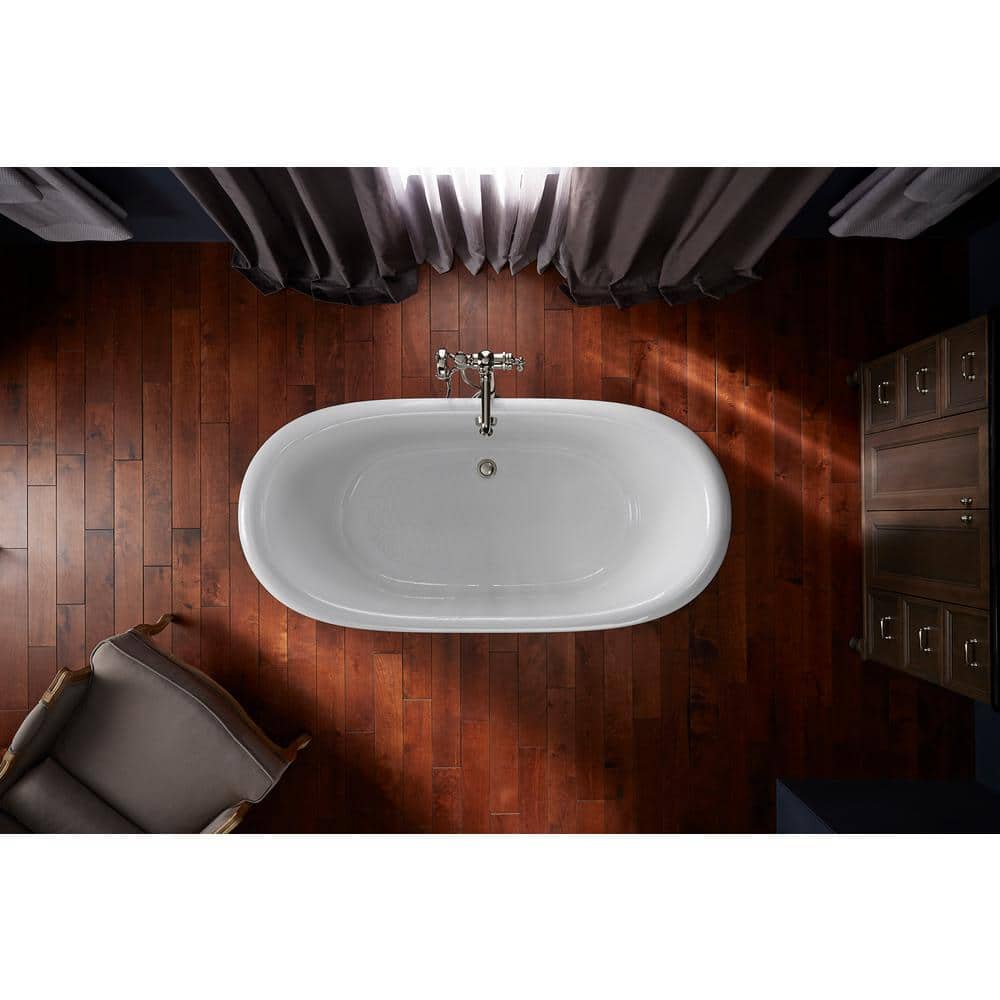 Artifacts 66" White and Black Cast Iron Clawfoot Freestanding Bath