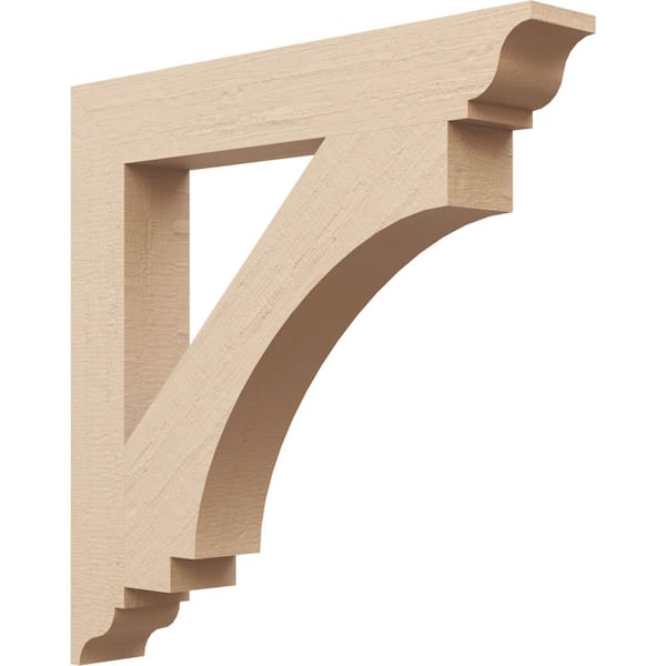 Ekena Millwork 3.5 in. x 24 in. x 24 in. Imperial Traditional Rough Cedar Woodgrain Timberthane Polyurethane Bracket, Primed Tan