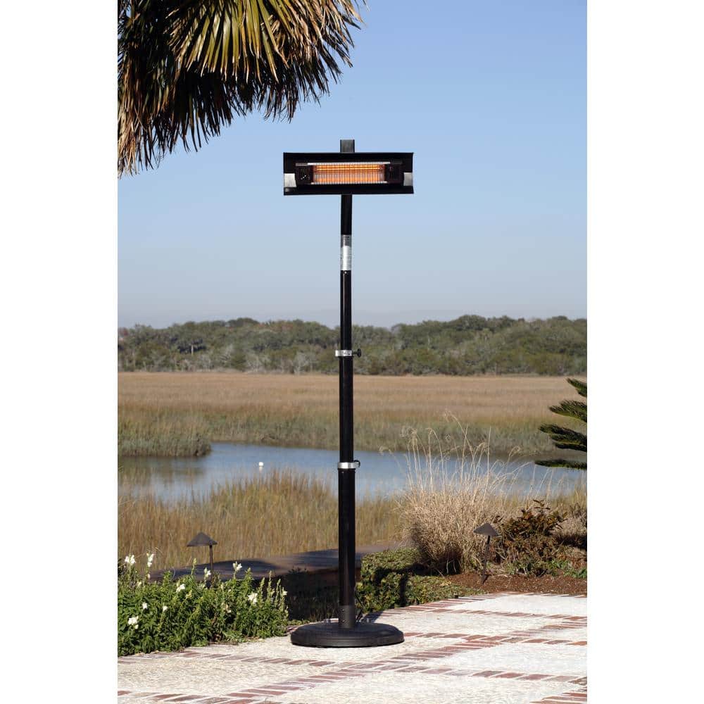 Black Powder Coated Steel Telescoping Infrared Patio Heater with Wheels