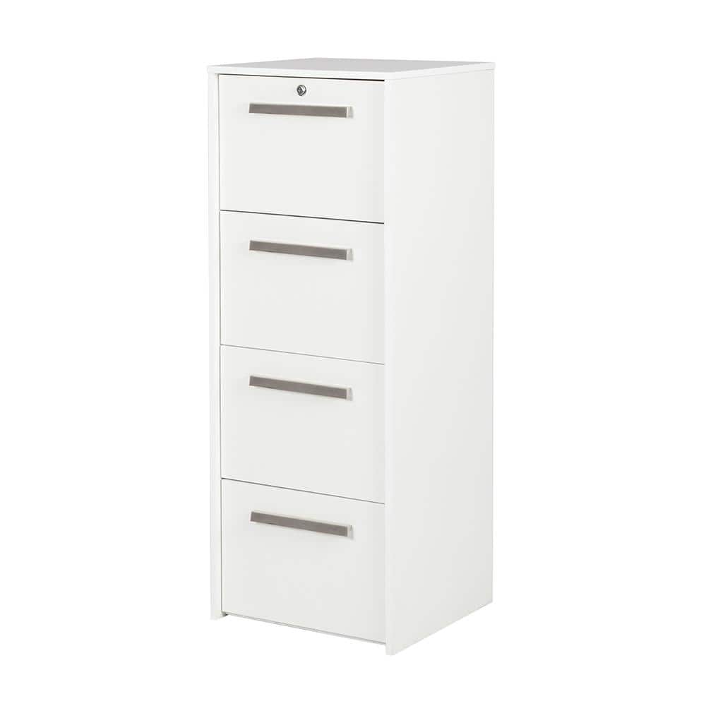 White Woodgrain 4-Drawer Lockable Lateral File Cabinet