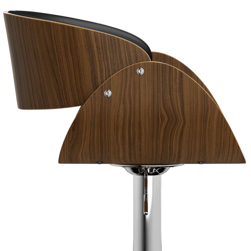 Amery Adjustable Swivel Black Wood and Metal Bar Stool
