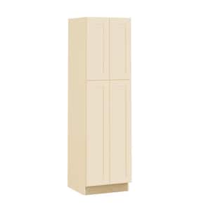 Newport Cream Painted Plywood Shaker Assembled Utility Pantry Kitchen Cabinet Soft Close 24 in W x 24 in D x 84 in H