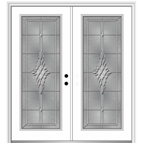 MMI Door 72 in. x 80 in. Grace Left-Hand Inswing Full-Lite Decorative Primed Fiberglass Prehung Front Door on 6-9/16 in. Frame