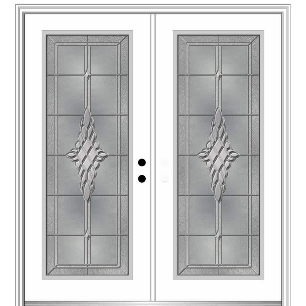 64 in. x 80 in. Grace Left-Hand Inswing Full-Lite Decorative Glass Primed Steel Prehung Front Door on 6-9/16 in. Frame price history on PriceWatchPro