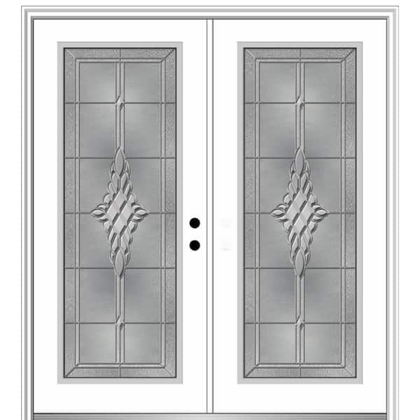 MMI Door 68 in. x 80 in. Grace Left-Hand Inswing Full-Lite Decorative Glass Primed Steel Prehung Front Door on 6-9/16 in. Frame