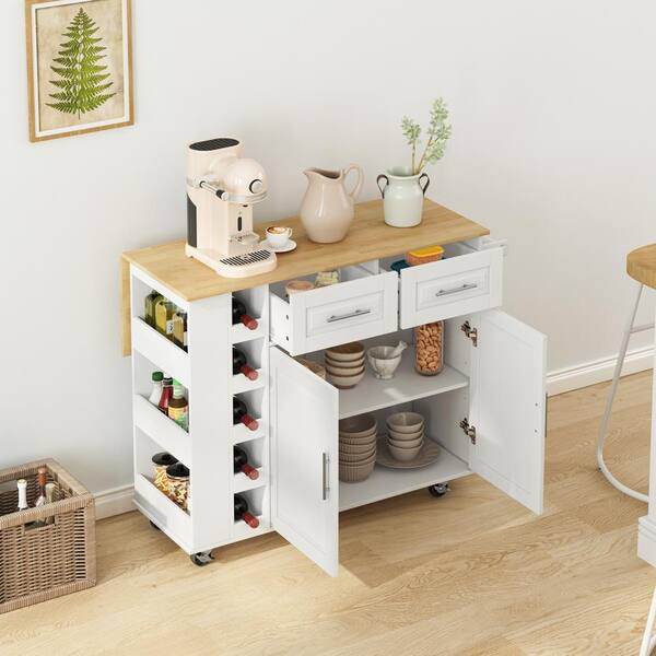 ジャスミン Siavonce White Foldable Rubberwood Table Top 16.93 in. W Kitchen