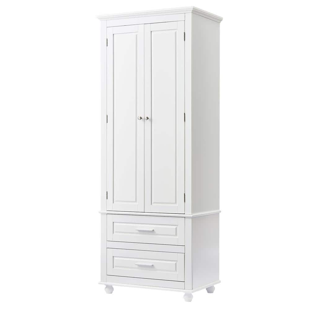 15.70 in.W x 24.00 in.D x 62.50 in.H White Tall Storage Linen Cabinet with 2 Drawers for Bathroom,Office -  Polibi, RS-TSCTBOW-WPJ