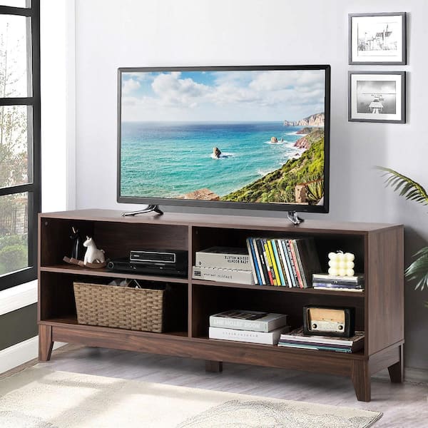 TECHNI MOBILI 61 in. W White Entertainment TV Stand with 2 open storage,  Fits TV'S up to 61 in. RTA-910TV-WHT - The Home Depot