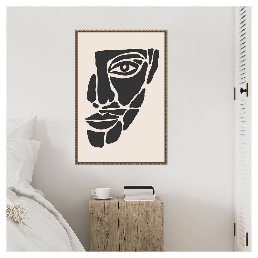 33"x23" Monochrome Abstract Face Beaded Canvas Art