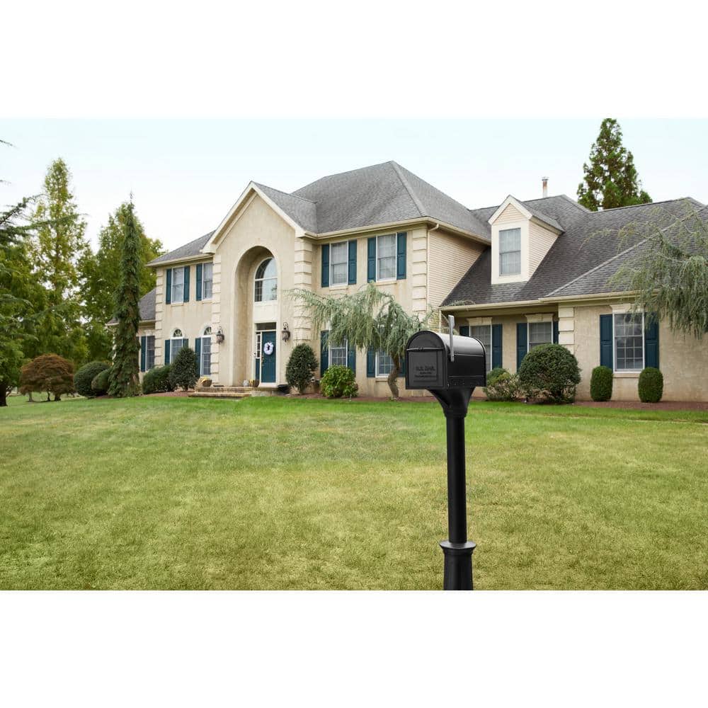 Elevado Black Galvanized Steel Decorative Mailbox Post