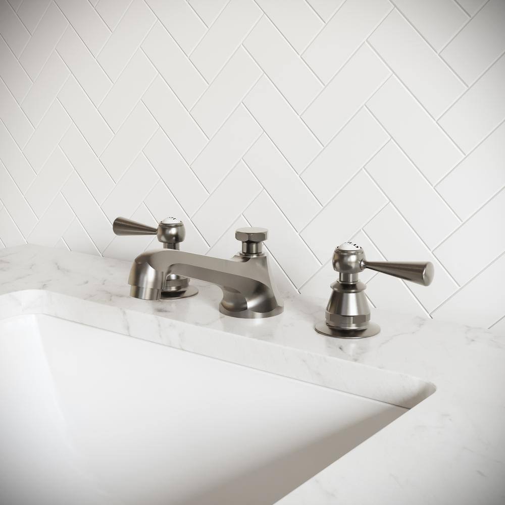 Brushed Nickel Widespread 2-Handle Bathroom Faucet with Pop-Up Drain
