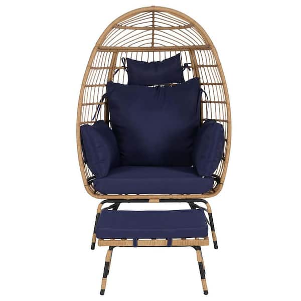Liviza Wicker Outdoor Lounge Chair with Black Cushions