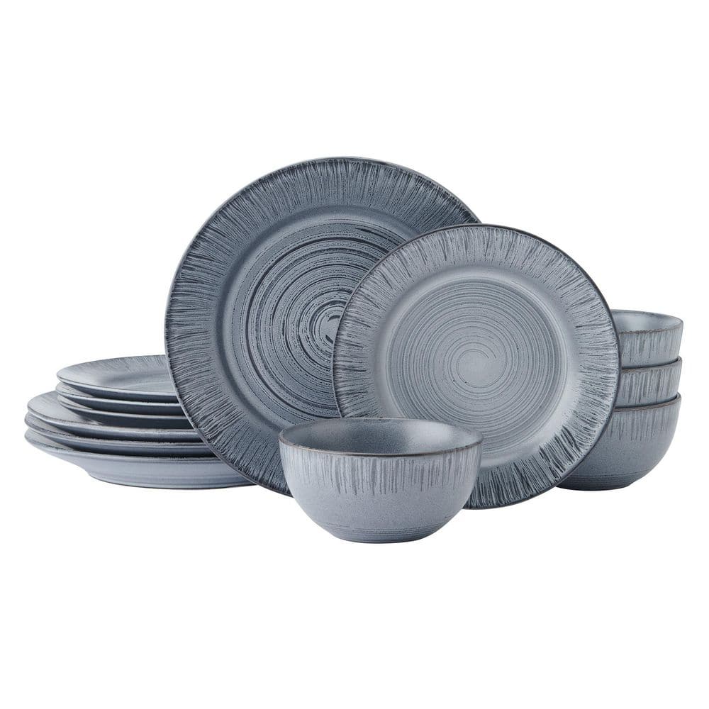 Pfaltzgraff Mystic 12-Piece Blue Stoneware Dinnerware Set, Service