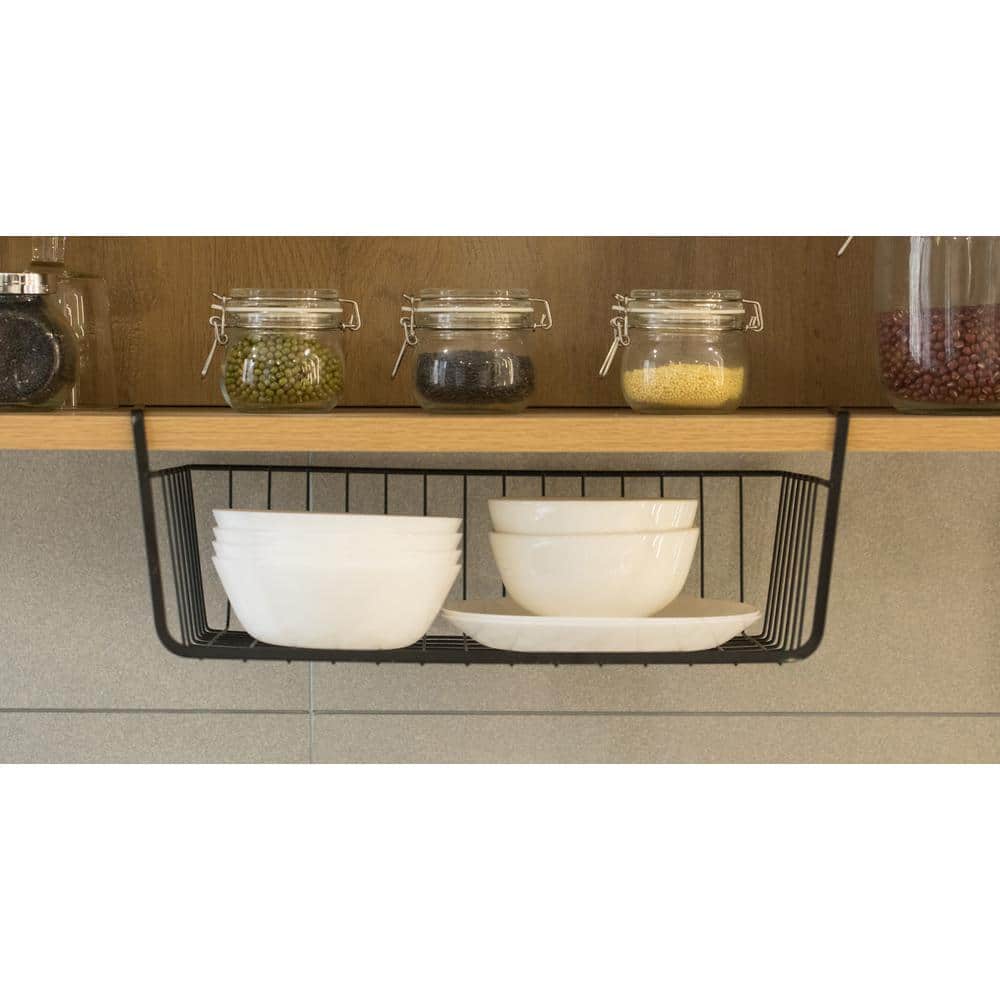 Basicwise Hanging Under Shelf Metal Storage Basket, Set of 2