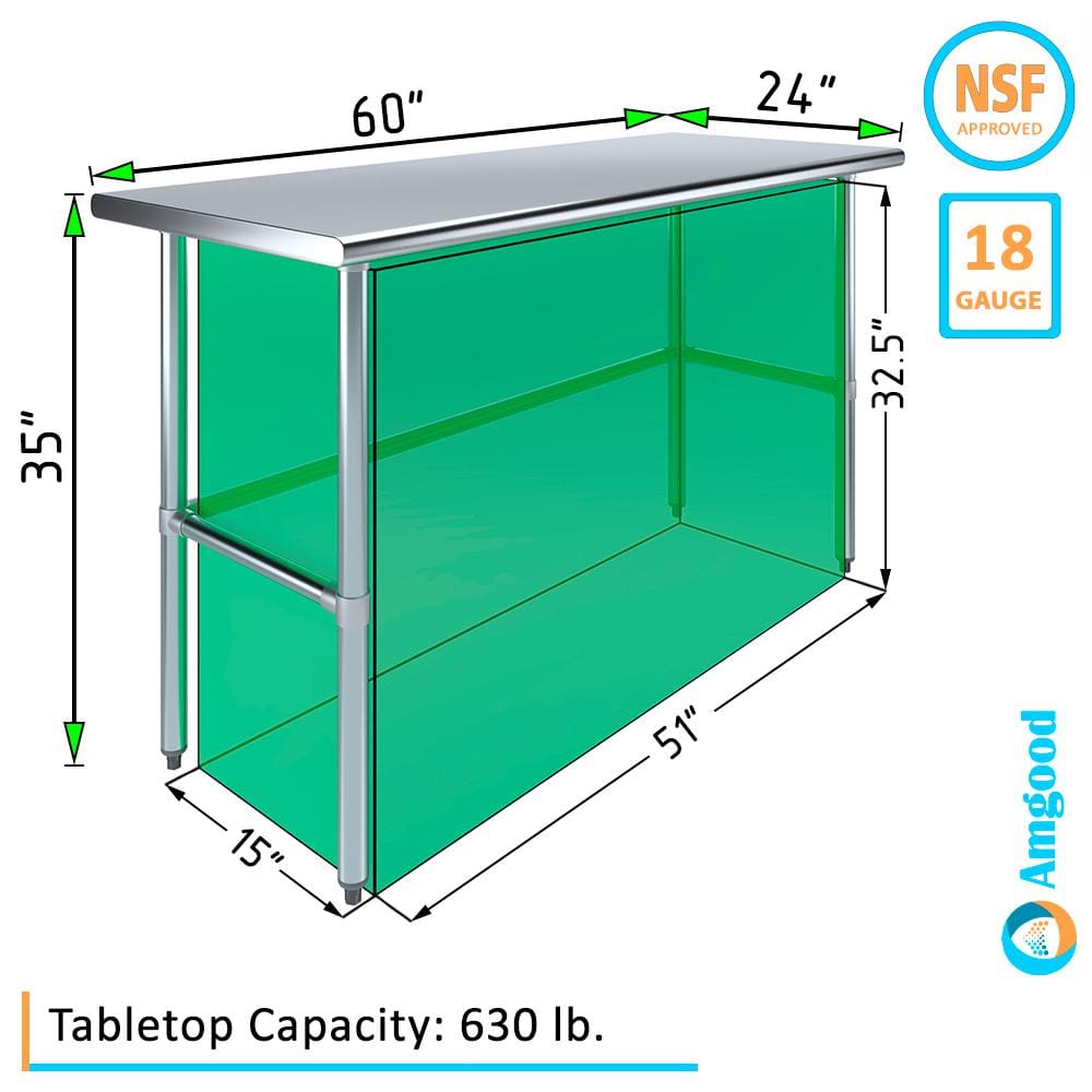 60" Stainless Steel Utility Work Table with Galvanized Legs
