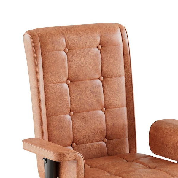 Ergonomic Leather Office Chair Adjustable Swivel Desk Chair with Armrests and Lumbar Support, Brown