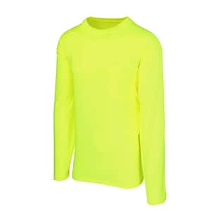 Men's Large Yellow High Visibility Polyester Long-Sleeve Safety  Shirt
