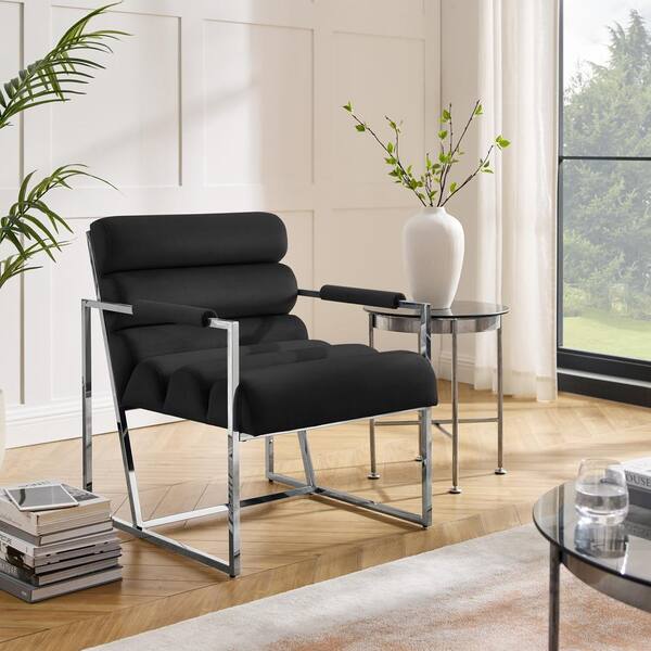 Black and 2025 chrome accent chair