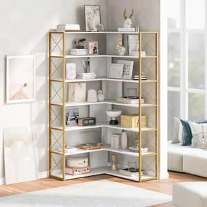 Trinity Bookshelf Modern Bookcase With Drawers Gold Storage Rack Shelf Tall  Standing Bookshelves For Bedroom, Living Room, Home Office, Gold : Target