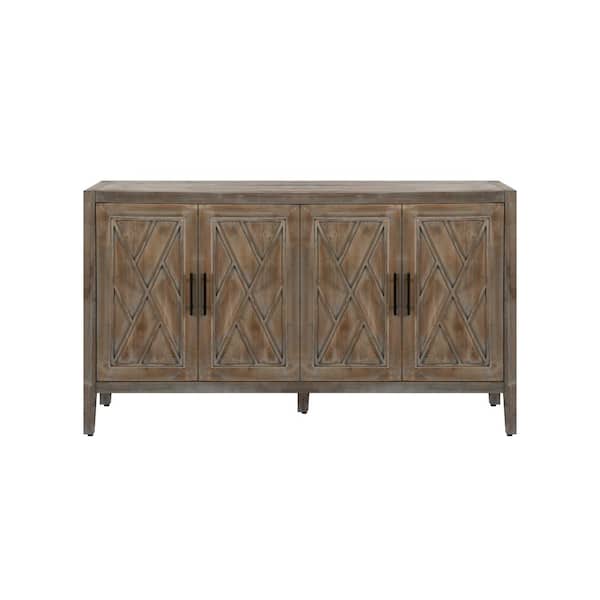 59.80 in. W x 15.60 in. D x 32.30 in. H Brown Linen Cabinet with 4 Door