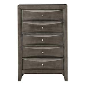 Marilla 5-Drawer Gray Chest of Drawers (48 in. H x 32 in. W x 17 in. D)