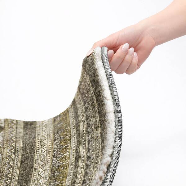 Dream Shag Premium Machine Washable Abstract ADS714 Taupe 9 ft. x 12 ft. Area Rug