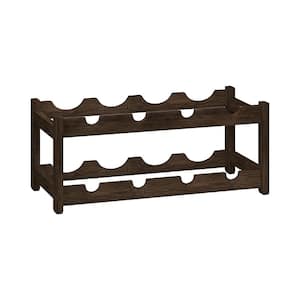 Sturdy 8-Bottle Mocha Brown Bamboo Wood Tabletop Wine Rack