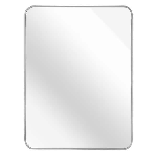 30 in. W x 40 in. H Silver Aluminum Alloy Framed Rectangular Bathrrom Mirror for Wall, Shatter-Proof, Anti-Rust