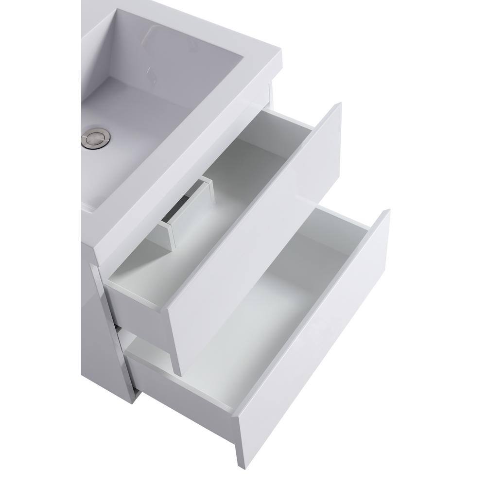 24-Inch White Plywood Wall-Mount Vanity with Resin Countertop
