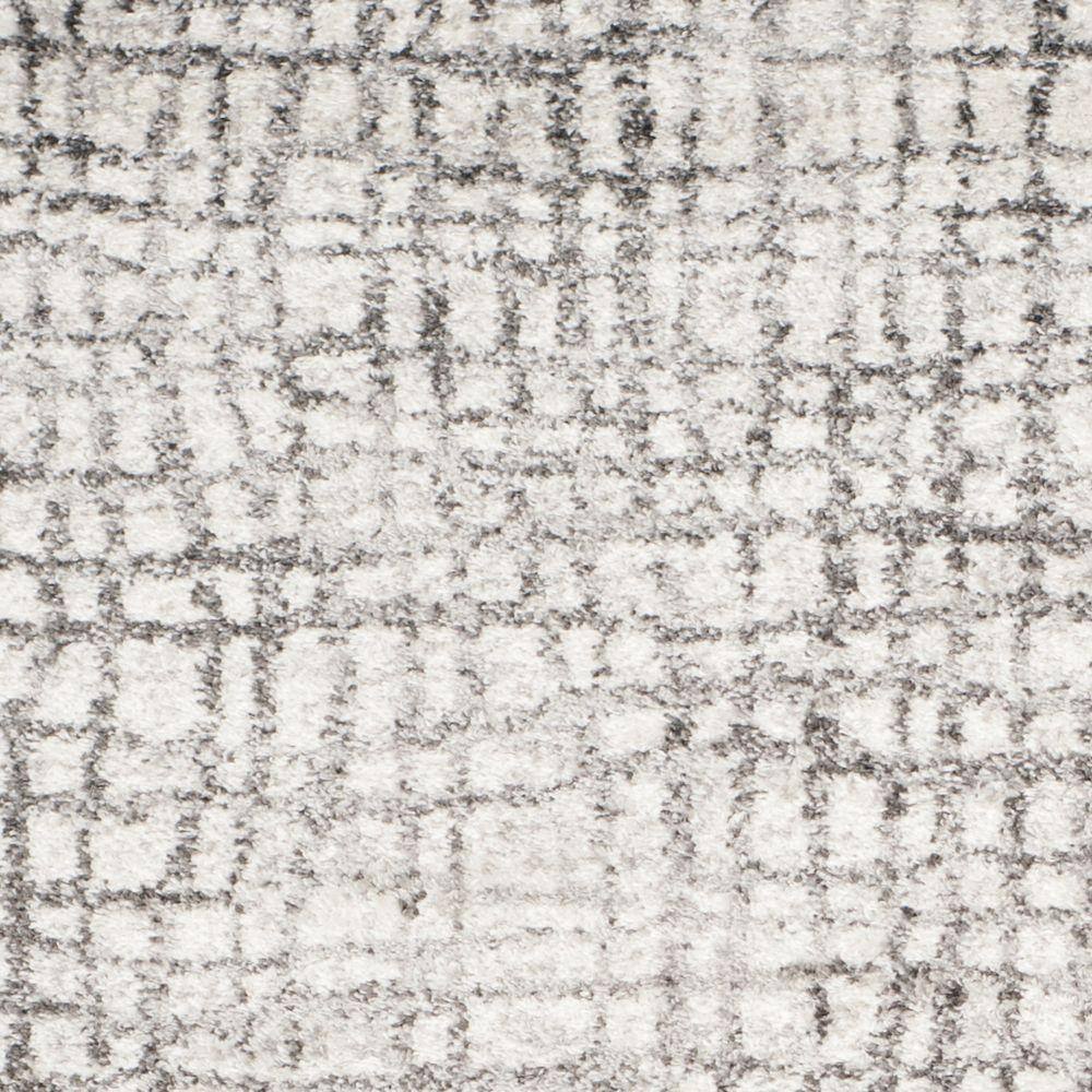 Ivory and Silver Rectangular Synthetic Area Rug, 4' x 6'