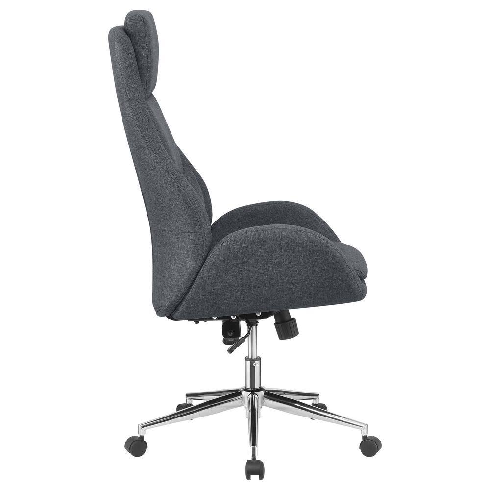 Gray Leatherette and Fabric High Back Executive Chair with Adjustable Arms