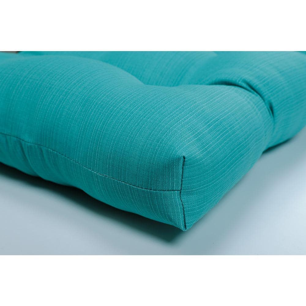 Forsyth Turquoise Tufted Wicker Loveseat Cushion