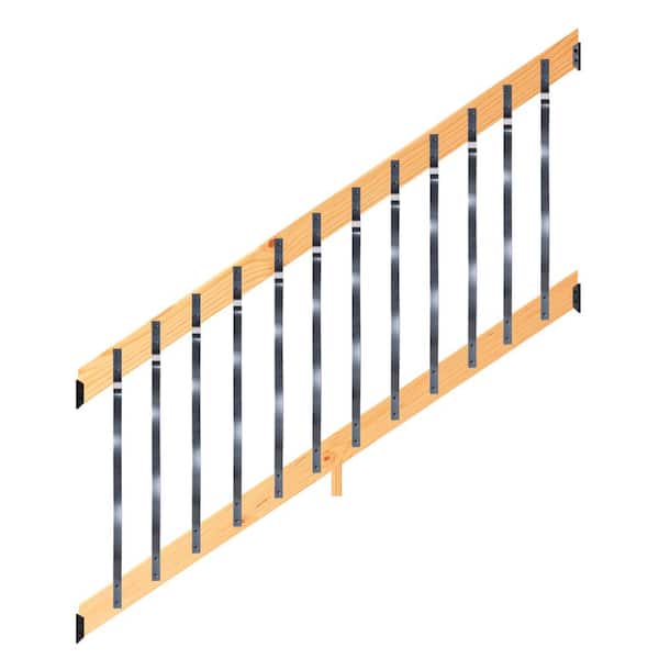 ProWood 6 ft. Cedar-Tone Southern Yellow Pine Stair Rail Kit with Aluminum Contour Balusters