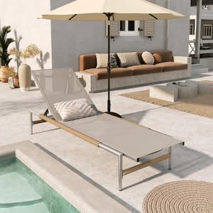 Pinecrest Outdoor Patio Mesh Chaise Lounges with Adjustable Back, Rope Wrapping, Aluminum Frame, Natural + Silver