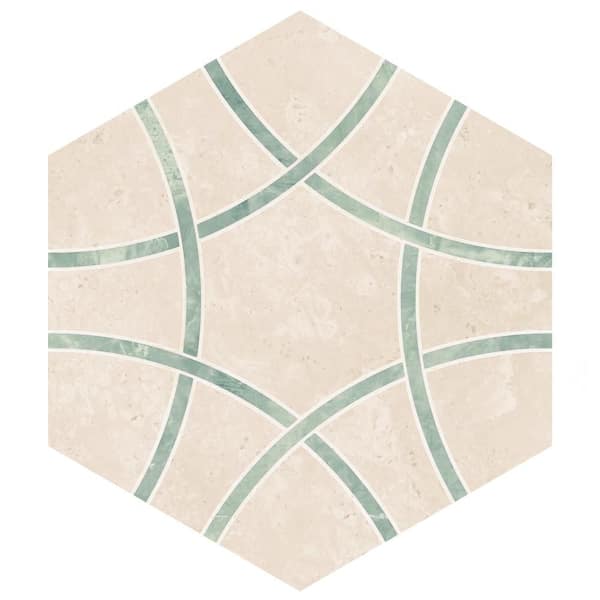 Merola Tile Bari Hex Travertino Jungle 11 in. x 13 in. Porcelain Floor and Wall Take Home Tile Sample