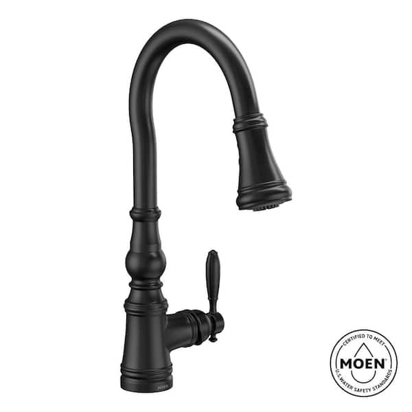 MOEN Weymouth Single-Handle Pull-Down Sprayer Kitchen Faucet with Reflex in Matte Black