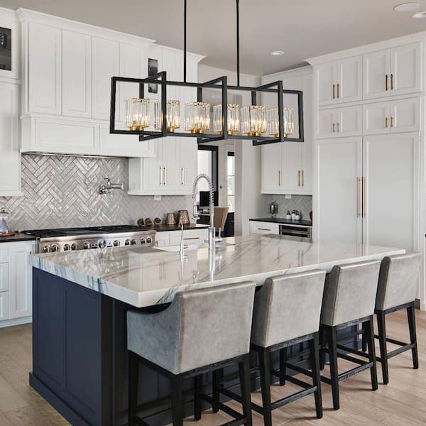 EDISLIVE 6-Light Modern Kitchen Island Light Black and Gold
