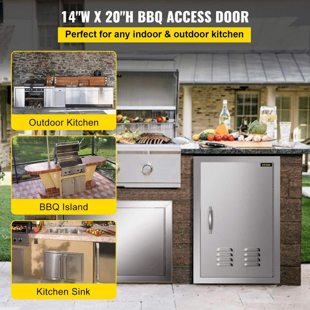 14x20 Inch Stainless Steel Outdoor Kitchen BBQ Door with Vents