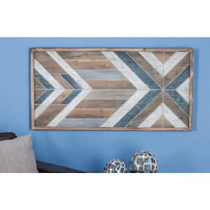 23 in. x 46 in. Multi Colored Wood Farmhouse Abstract Wall Decor