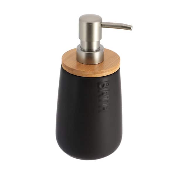 EVIDECO French home goods Bath D Dolomite Freestanding Vanity Soap Dispenser 15 Fl oz. Bamboo Top Black