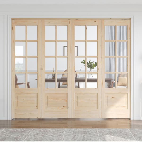 easelife 96 in. x 80 in. 3/4 Lite Clear Glass Solid Core Spruce
