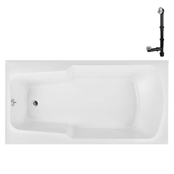 Streamline N-4180-721-CH 60 in. x 32 in. Rectangular Acrylic Soaking Drop-In Bathtub, with Reversible Drain in Polished Chrome