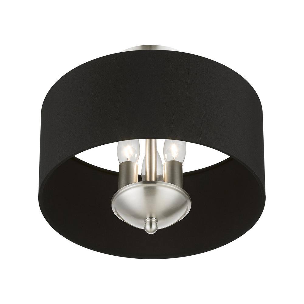 Huntington 12" Brushed Nickel Drum Semi-Flush Mount Light